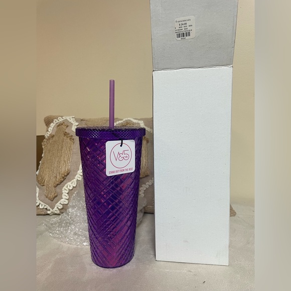 Purple Diamond Cut Tumbler/Cup - Picture 4 of 6